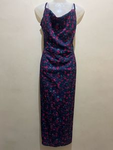 Floral Print Plus Size Cowl Neck Maxi Dress