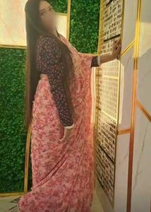 Floral Print saree with peral border