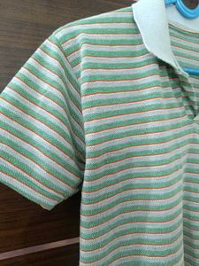 unisex Striped Polo T-Shirt