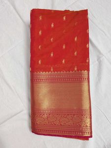 Orange &amp; Pink Pattu Saree