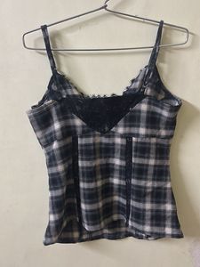 Plaid Lace Cami Top
