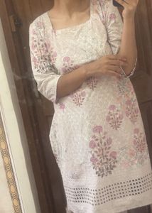 Chikan And Mirror Work Festive Kurti