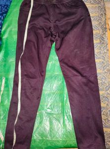 Stretchable Waist Burgundy Pants