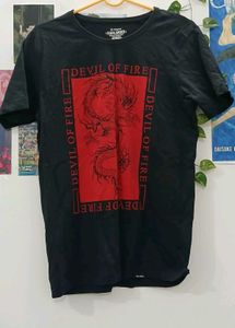 T Shirt With Printed Dragon