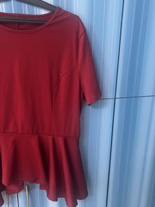 Red Peplum Top-xxl