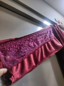 Red Satin Lace Lingerie Set