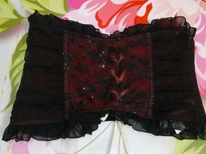 (406)Mesh & Lace Corset Top