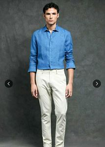 BRAND NEW RARE RABBIT Dusky Blue Linen Shirt