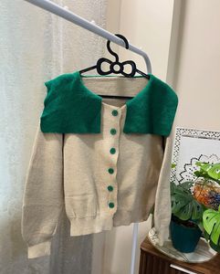 Cute Cardigan with Green Collar