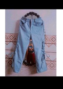 Light Wash Tie Detail Jeans