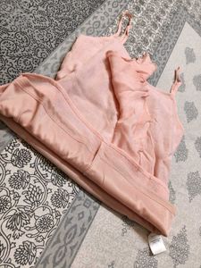 Zink London Women Peach Ruffle Strappy Casual Top