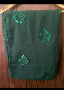 Green Saree With Stiched Blouse