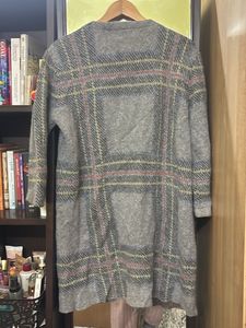 Stylish Plaid Long Cardigan