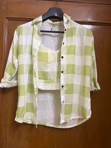 Green Crop Top With Shirt