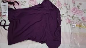 Lace Trim Tie Front Top