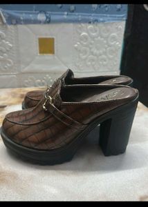 Brown Heeled Mules