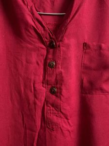 Red Shirt Style Solid Top