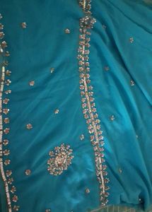 Teal Embellished Saree