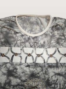 Grey Tie-Dye Embellished Top
