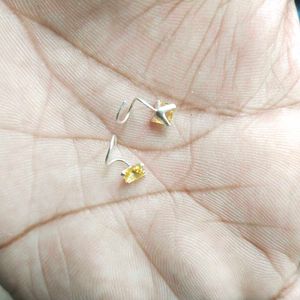 925 Pure Silver Yellow Square Dimond Nose/Ear Hoop