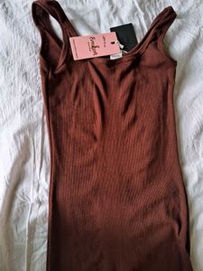 Brown Midi Bodycon Dress