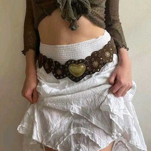 Vintage Pinteresty Y2k Leather Heart Disc Belt