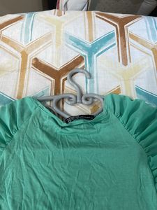 Sea Green Tshirt Wid Stylish Sleeves