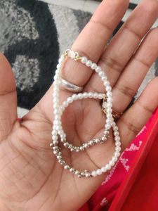 Pure Silver Pearl Bangles For Kid&#39;s