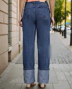 Shein Full Length Turn Up Hem Straight Fit Jeans W