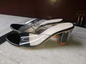 Clear Heel Mules - Size 4