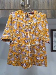 Mustard Floral Print Kurta
