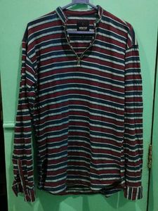 Status Striped Quarter Zip T Shirt
