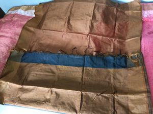 Handwoven Silk Plaid Fabric Saree -Black&amp;Mustard