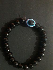 Black Beaded Evil Eye Bracelet