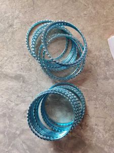 Set Of 24 Shinny Blue Bangles