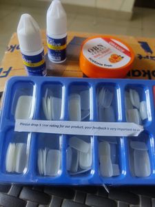 Combo Of Fake Nails 2 Glue Bottles And Nail Removr