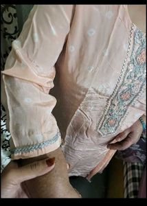 Peach silk cotton Kurta Set with Dupatta 3xl