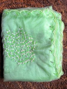 Light Green Floral Beaded Saree