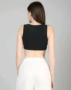 Shein Scoop Neck Sleeveless Ring Micro Crop Top