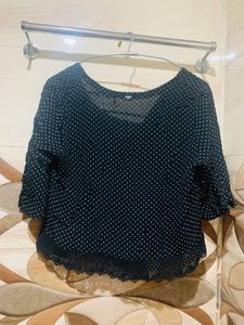 Polka Dot Black Top
