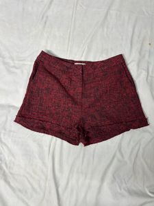 Textured Red Shorts