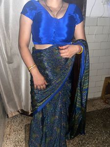 Crepe Elegant Blue Printed Saree