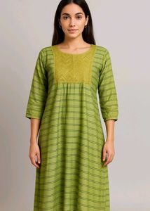 Striped Dress with Embroidery