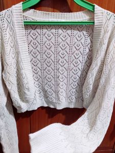 Self Design Cotton Crop Shrug