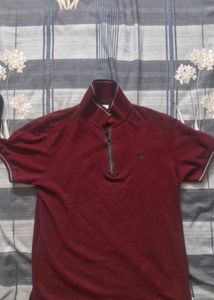 Teamspirit Maroon Zip-Neck Polo Shirt