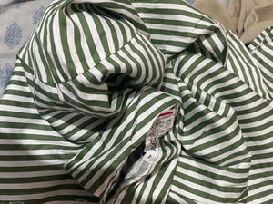 Vintage Blue Ruffle And Green Shirt