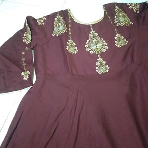 Maroon Embroidered Kurta Set