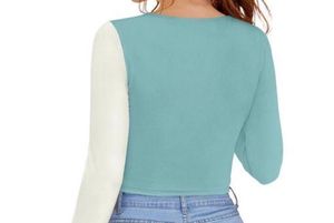 Two-Tone Long Sleeve Crop Top
