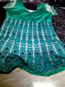 Green Embroidered Anarkali