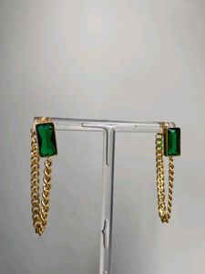 Green Emerald Chain Earrings Design